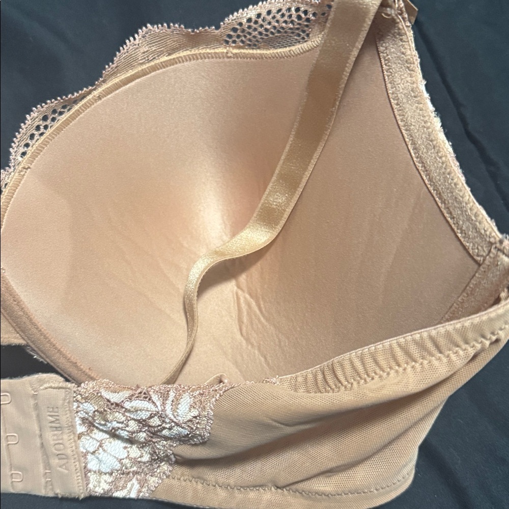 Adore Me Tan and Cream Lace Bra use 36ddd Bra Full Coverage Supportive Plus Size - Picture 9 of 9